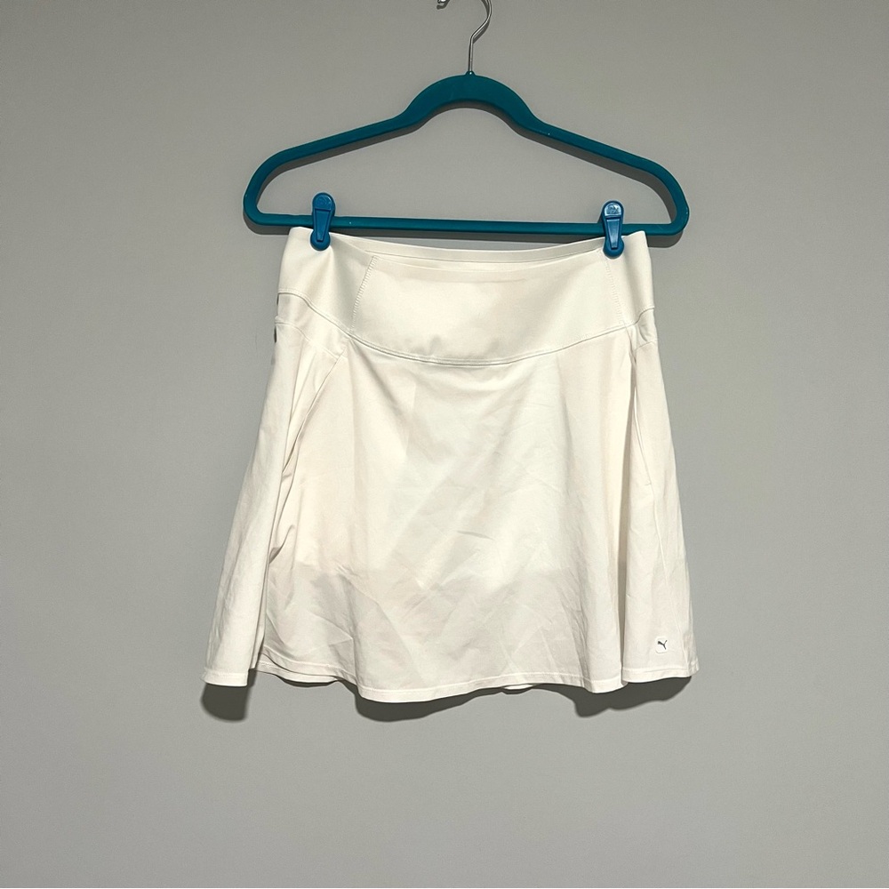 NEW NWT Puma White Stretchy Sporty Golf Tennis Skort Skirt Size L - Picture 3 of 6
